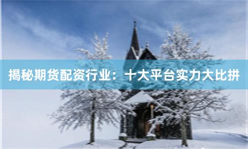 揭秘期货配资行业：十大平台实力大比拼